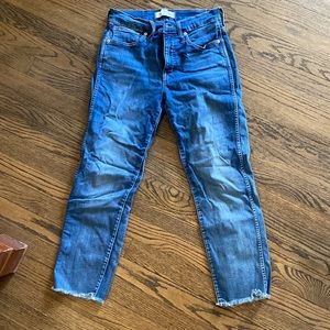 Madewell stovepipe jeans raw hem